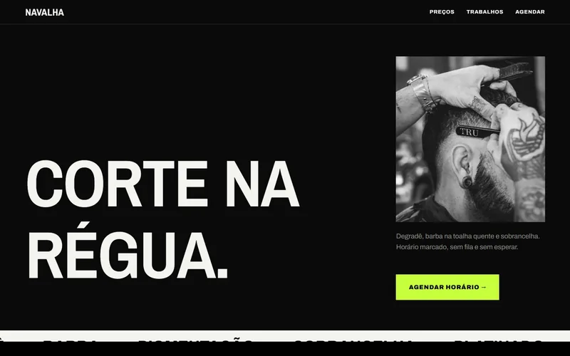 Página inicial do modelo Navalha